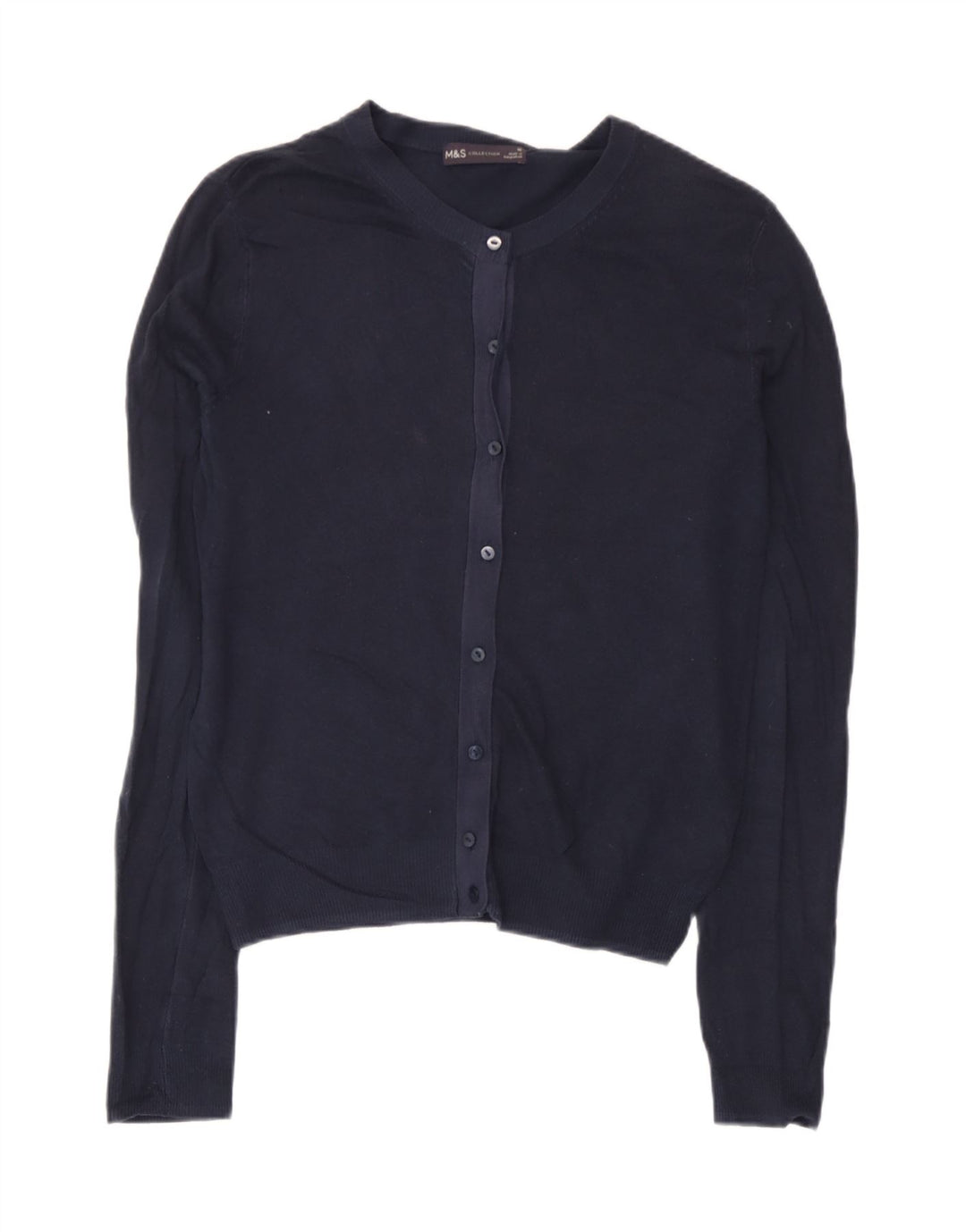 Marks & Spencer Dame Cardigan Sweater UK 10 Small Navy Blue Viscose