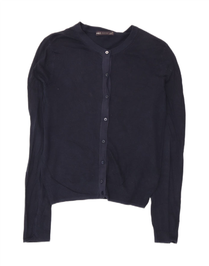 Marks & Spencer Dame Cardigan Sweater UK 10 Small Navy Blue Viscose