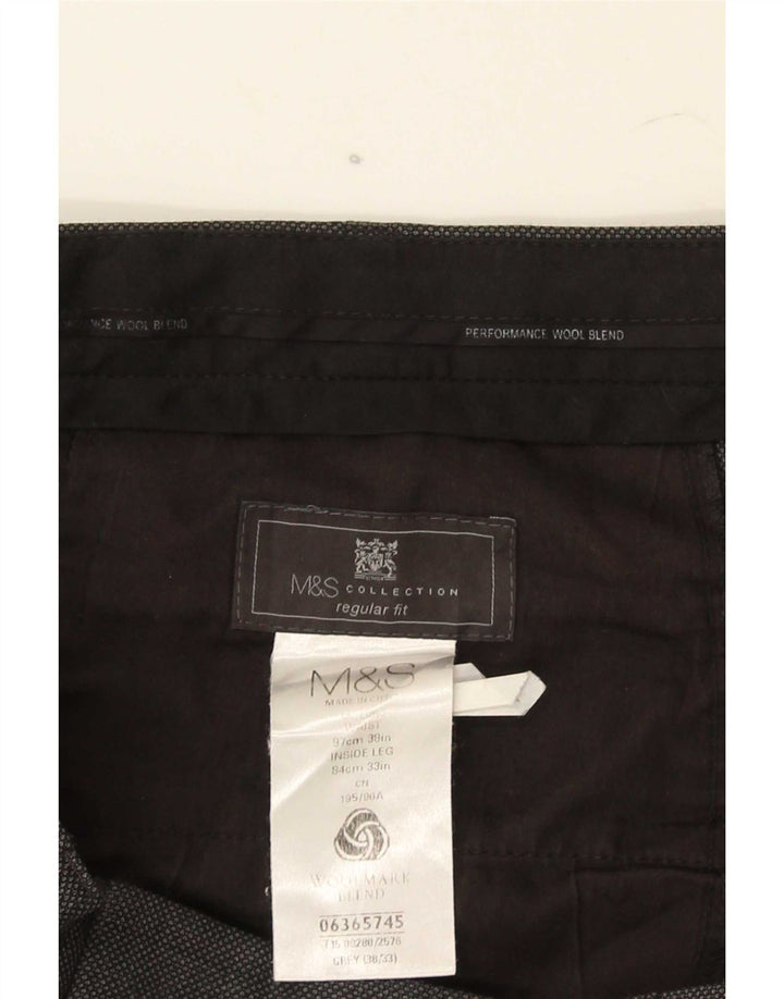 Marks & Spencer Straight Suit Bukser til mænd W38 L30 Grå uld