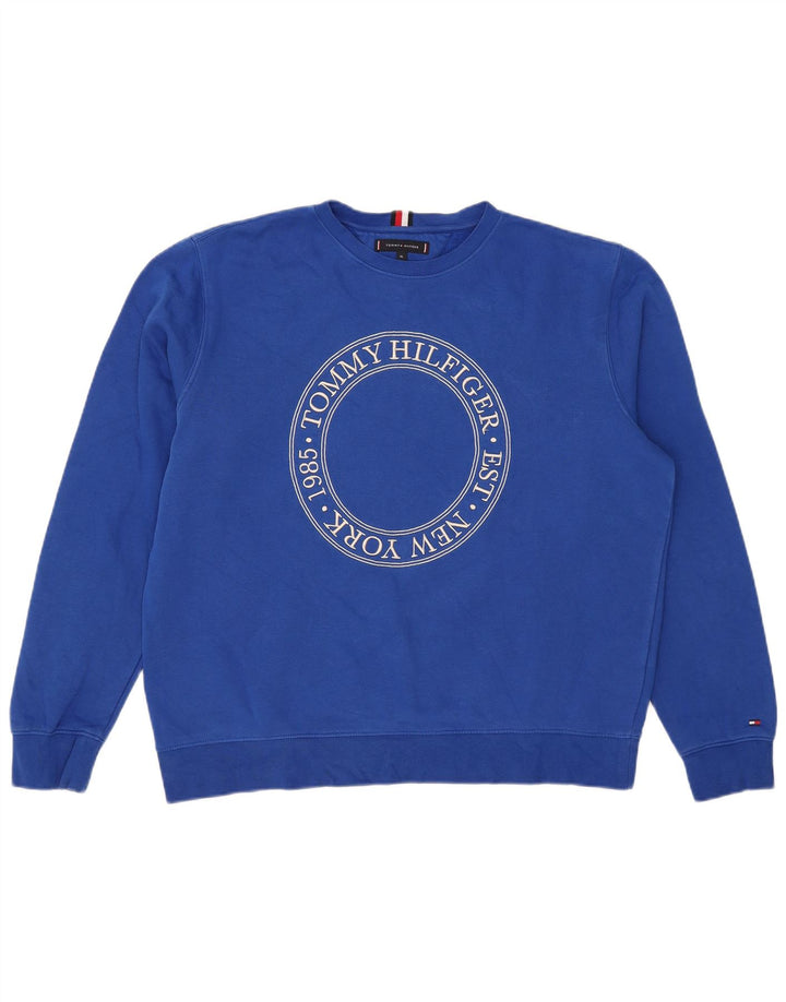 Tommy Hilfiger Herre Grafisk Sweatshirt Jumper XL Blå Bomuld