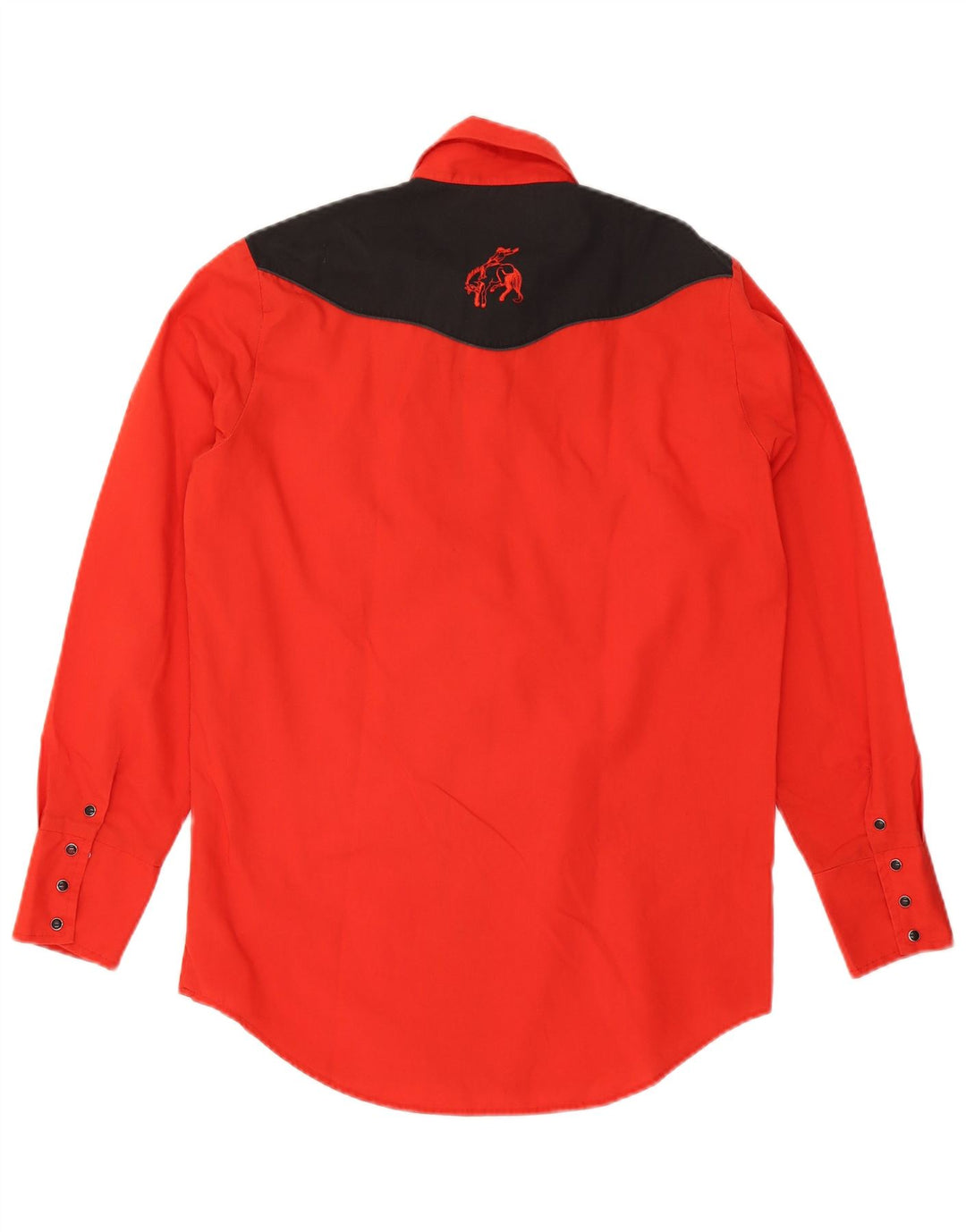 Vintage vestlig skjorte til mænd, medium rød Colourblock Polyester