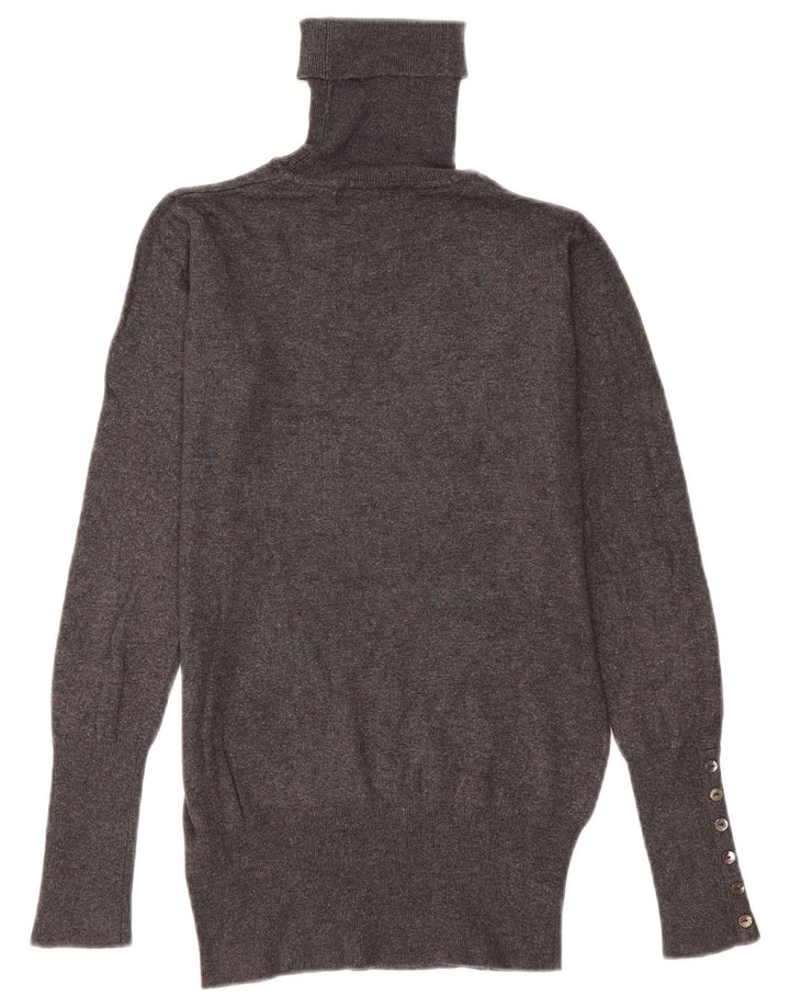 Zara Dame Rullehals Sweater UK 10 Small Grey Rayon