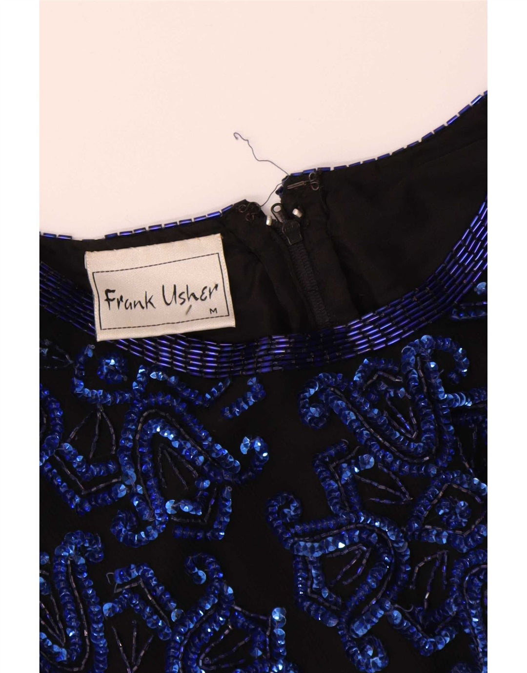 Frank Usher Kvinde Asymmetrisk Bluse Top UK 14 Medium Navy Blue