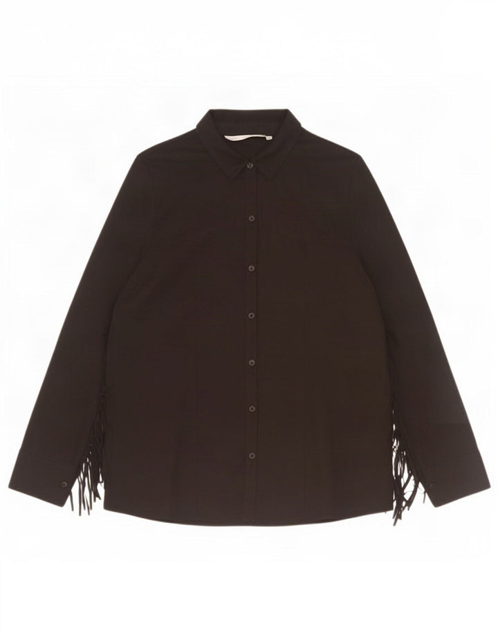 Zara skjortebluse til kvinder UK 14 Medium Sort