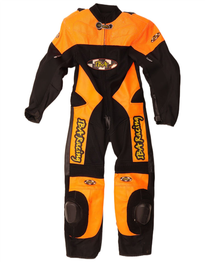 Vintage Dame Motorcykel Grafisk Jumpsuit UK 12 Medium Yellow Colourblock