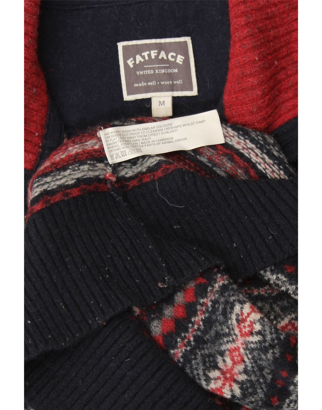 FAT FACE Dame sweater med lynlås-hals UK 14 Medium Navy Blue Fair Isle