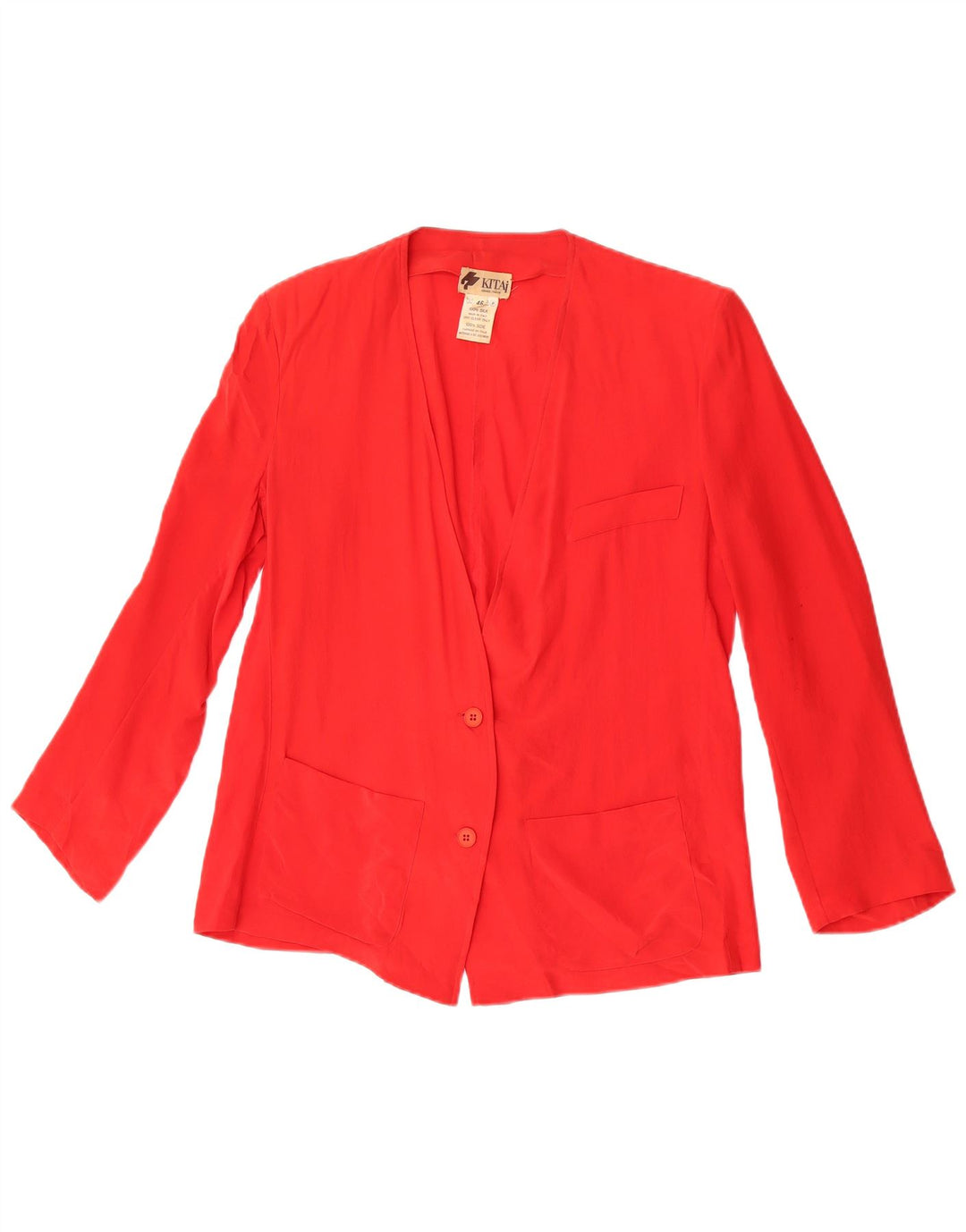 Vintage Dame 2 Button Blazer Jacket IT 46 Large Red Silk