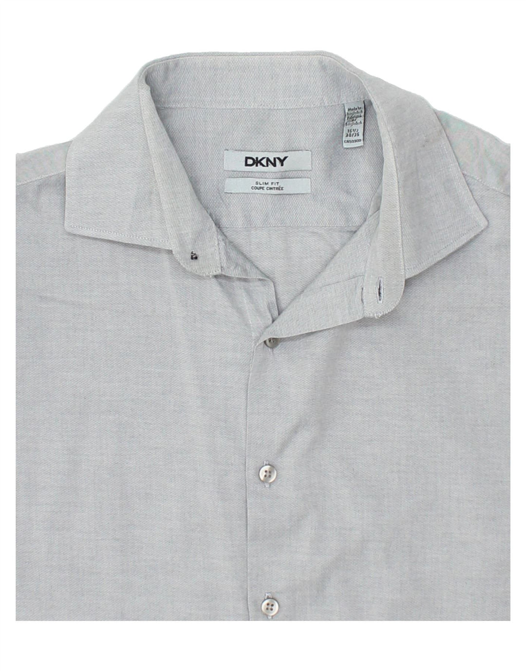 DKNY Mens Slim Fit Shirt Size 16 1/2 Large Grey Cotton Vintage Dkny and Second-Hand Dkny from Messina Hembry 