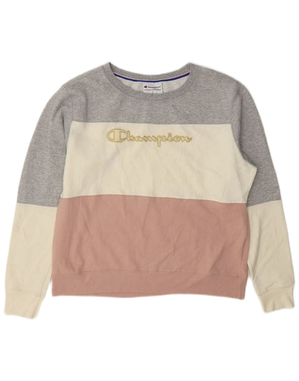 Champion Dame Sweatshirt Jumper UK 16 Stor flerfarvet Colourblock
