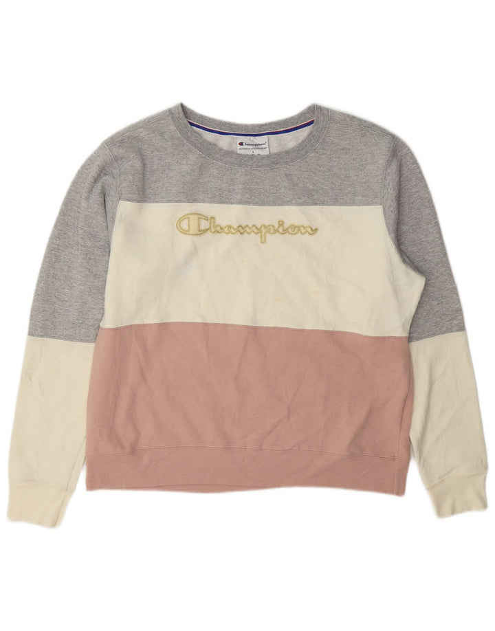 Champion Dame Sweatshirt Jumper UK 16 Stor flerfarvet Colourblock