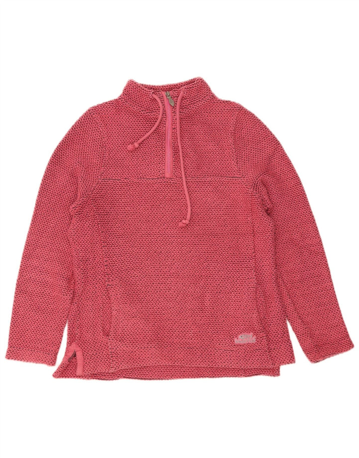 Weird Fish Womens Zip Neck Sweatshirt Jumper UK 10 Small Pink Flecked