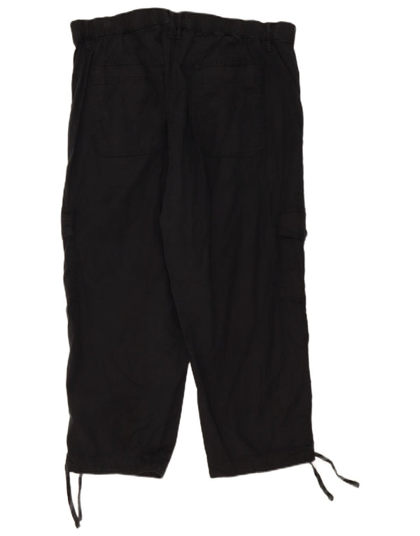 Marks & Spencer Womens Cargo Capri Trousers UK 20 2XL W40 L23 Black Lyocell