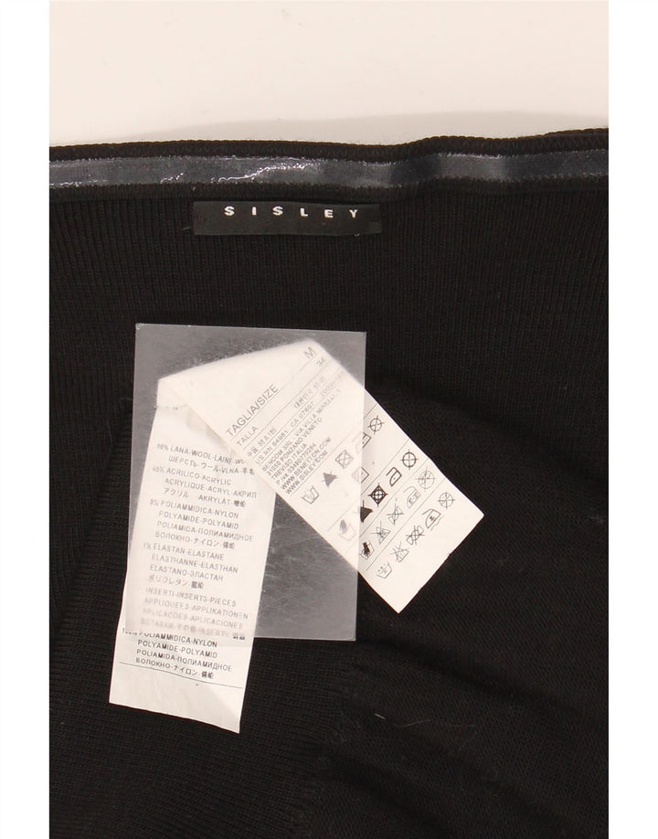 Sisley Dame Stropløs Kjole UK 12 Medium Sort Uld