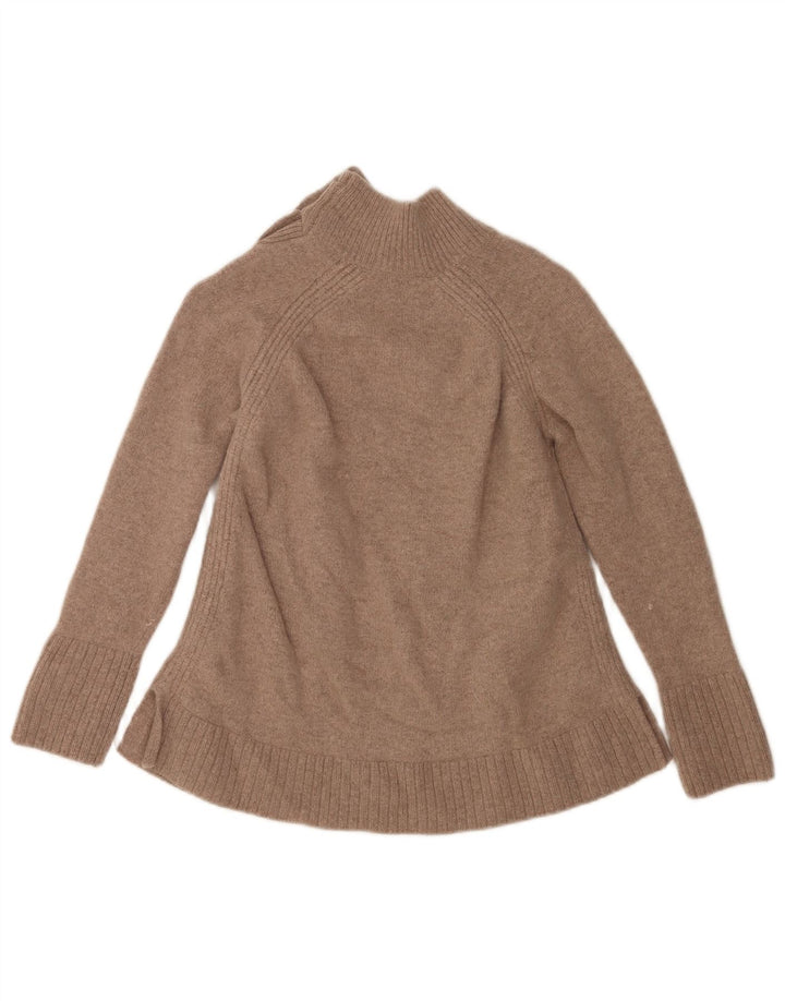 Crew Clothing Dame Button Neck Jumper Sweater UK 10 Small Beige Lammeuld