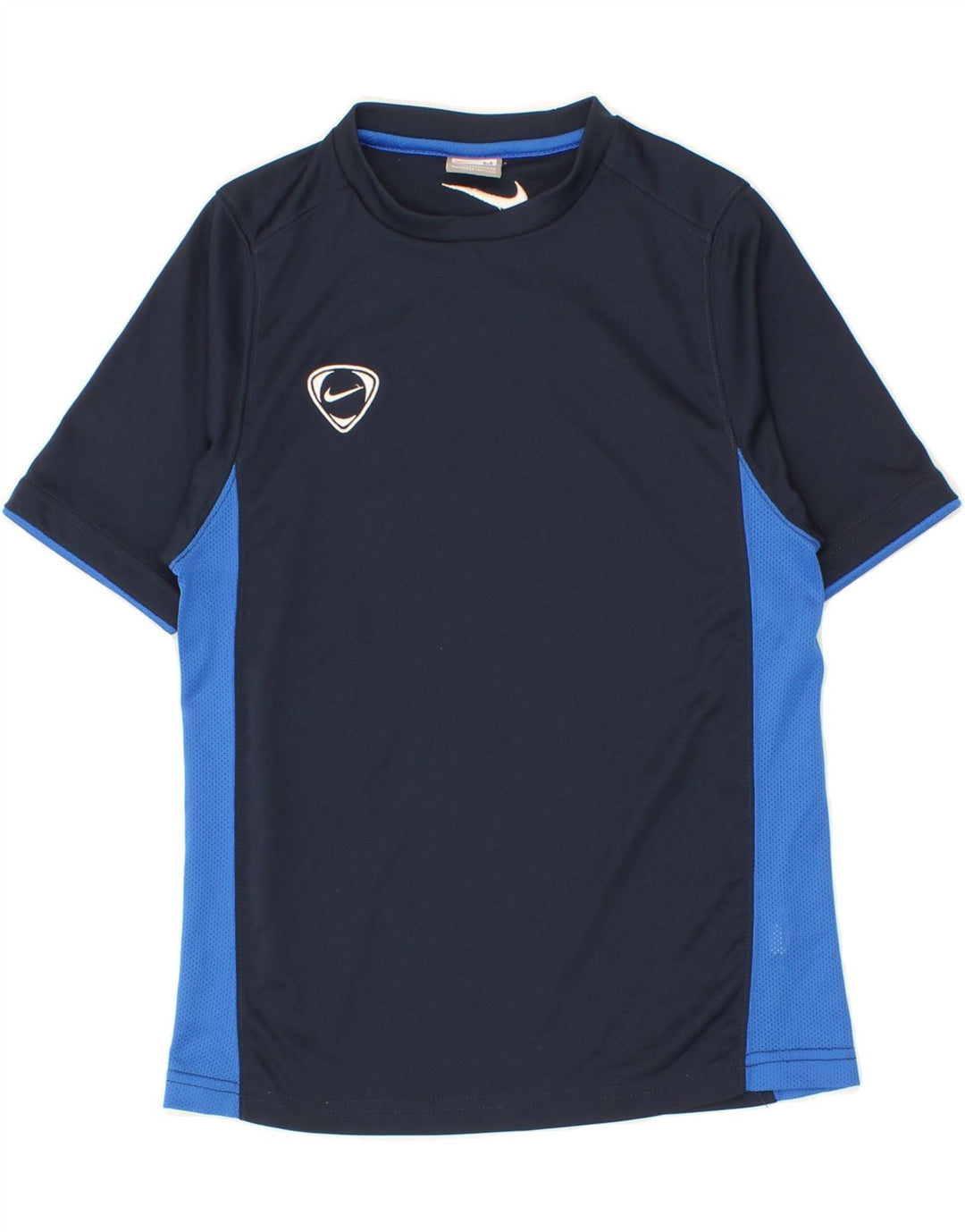 NIKE Boys T-Shirt Top 10-11 Years Medium  Navy Blue Colourblock Vintage Nike and Second-Hand Nike from Messina Hembry 