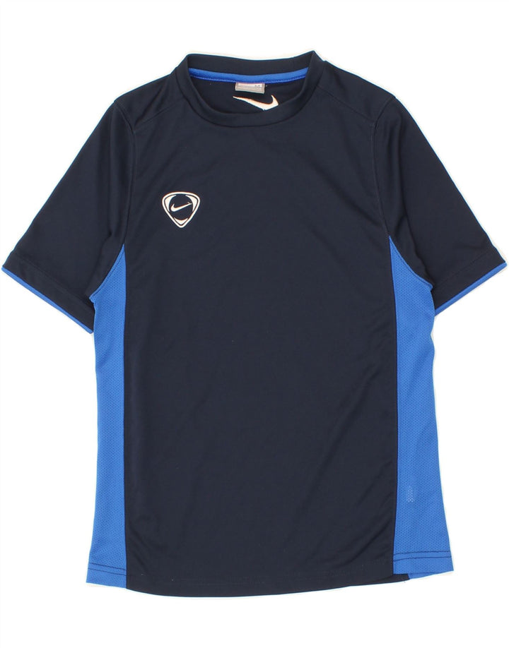 NIKE Boys T-Shirt Top 10-11 Years Medium  Navy Blue Colourblock Vintage Nike and Second-Hand Nike from Messina Hembry 