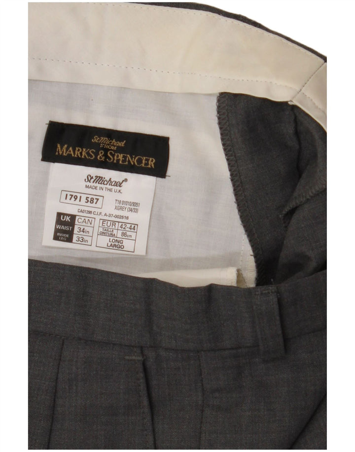 Marks & Spencer Herre Pegged Suit Bukser W34 L33 Grå Uld