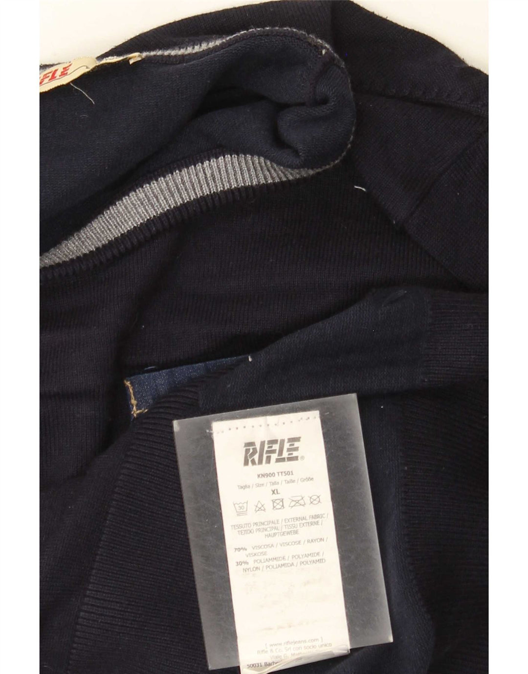 Rifle Herre Crew Neck Jumper Sweater XL Navy Blue Viscose