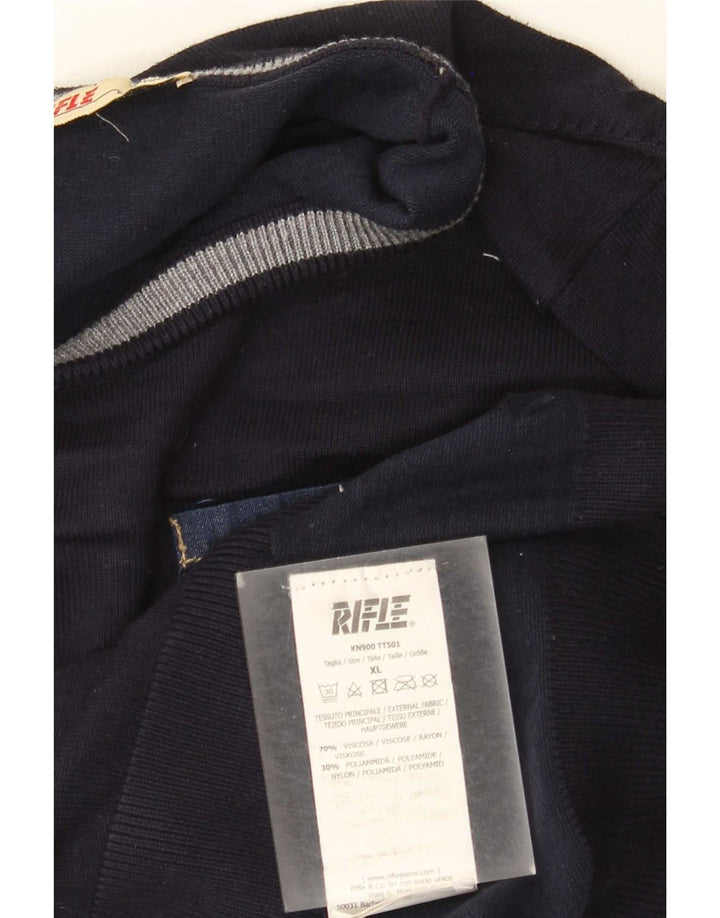 Rifle Herre Crew Neck Jumper Sweater XL Navy Blue Viscose