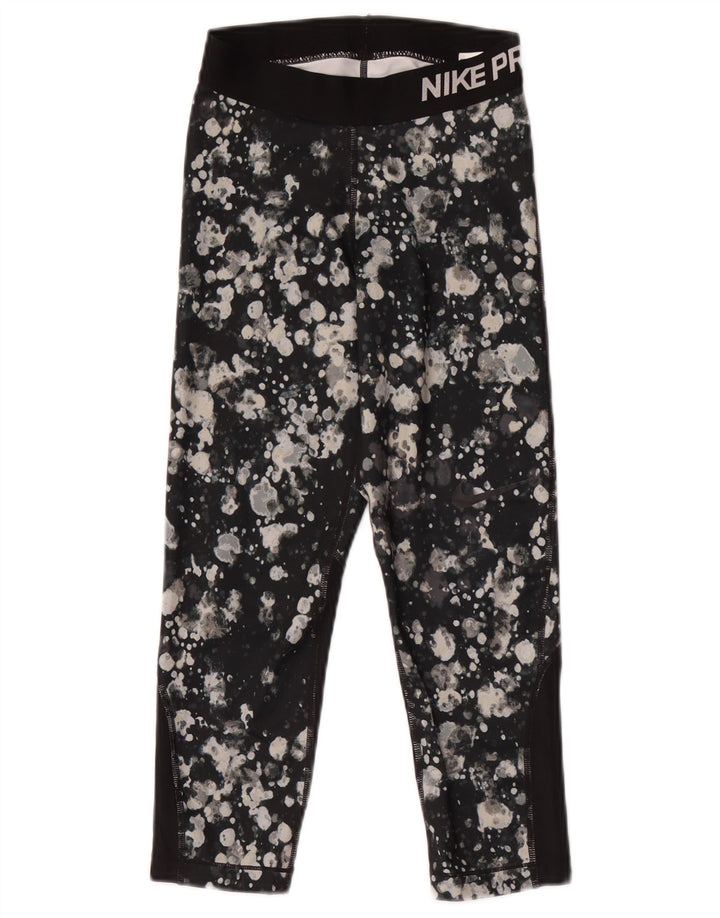 Nike Dame Grafiske Capri Leggings UK 4 XS Black Tie Dye Polyester