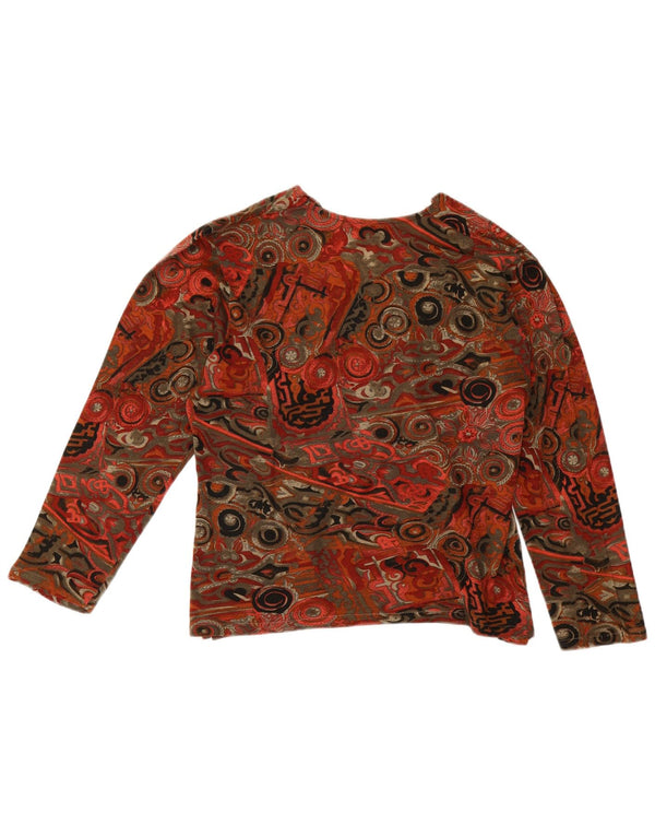 ACCORDO Dame Top Langærmet UK 14 Stor Flerfarvet Geometrisk