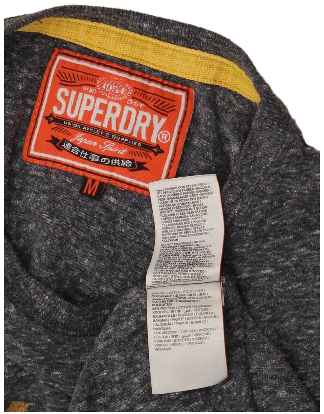 SUPERDRY Herre grafisk T-shirt top mellemgrå flækket bomuld