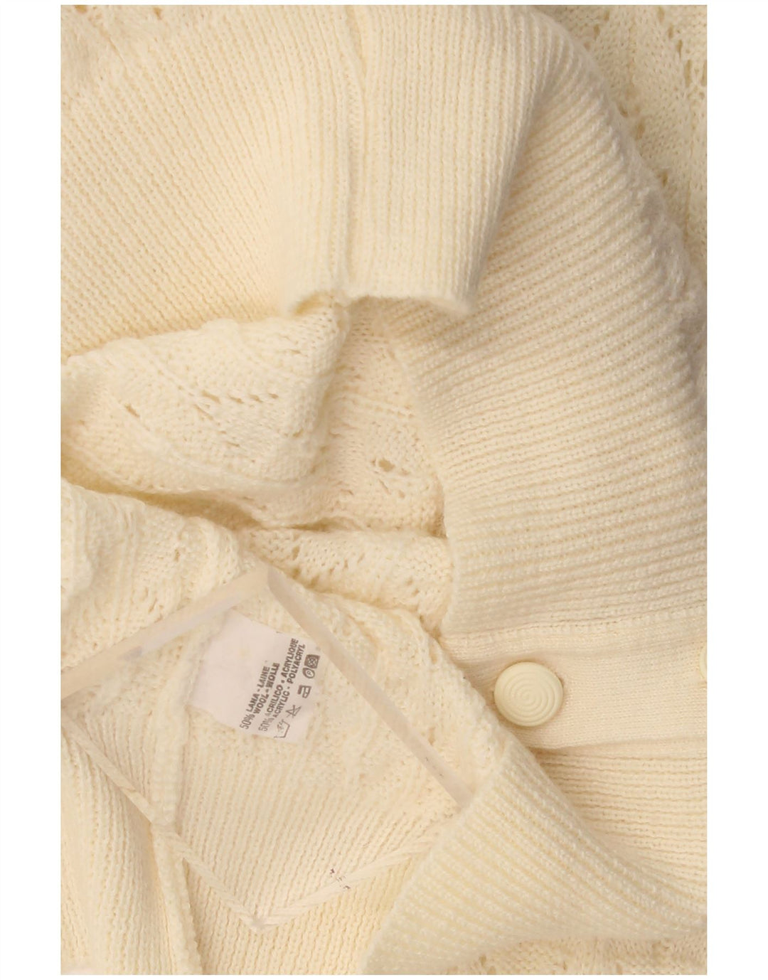 Vintage dame cardigan sweater UK 16 Stor beige uld