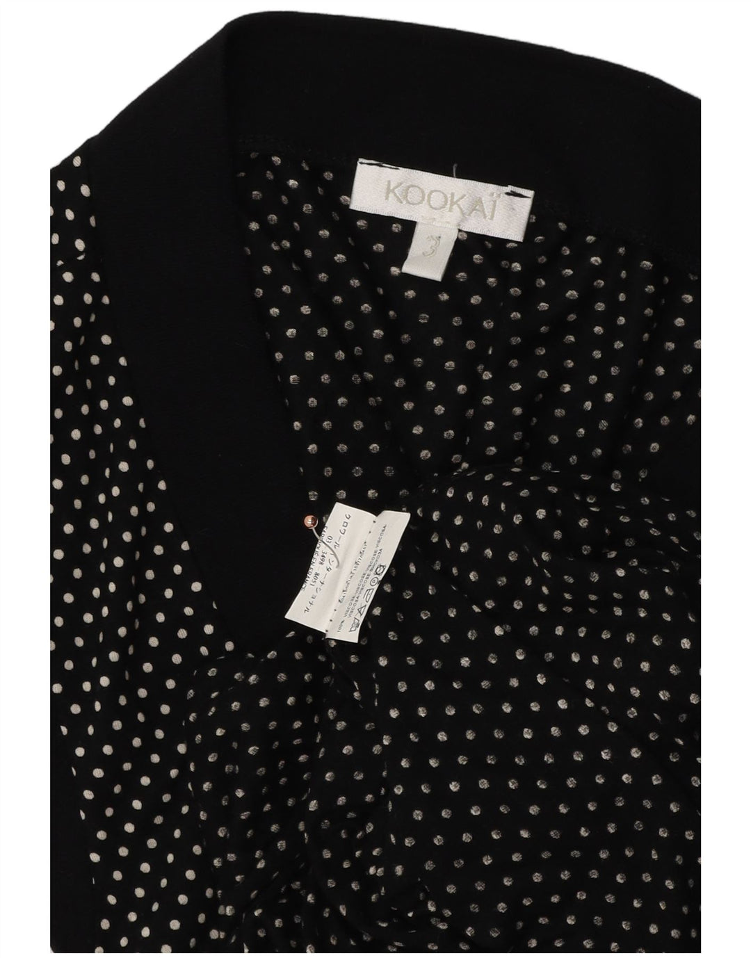 KOOKAI Womens Wrap Ærmeløs Cardigan Top US 3 Small Black Polka Dot