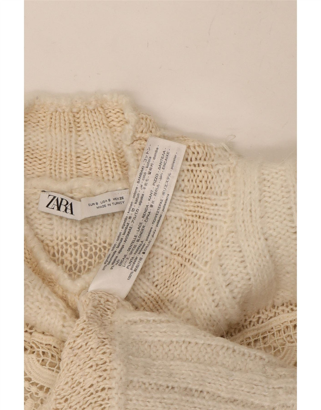 ZARA Womens Oversized Turtle Neck Jumper Sweater UK 10 Small Off White
