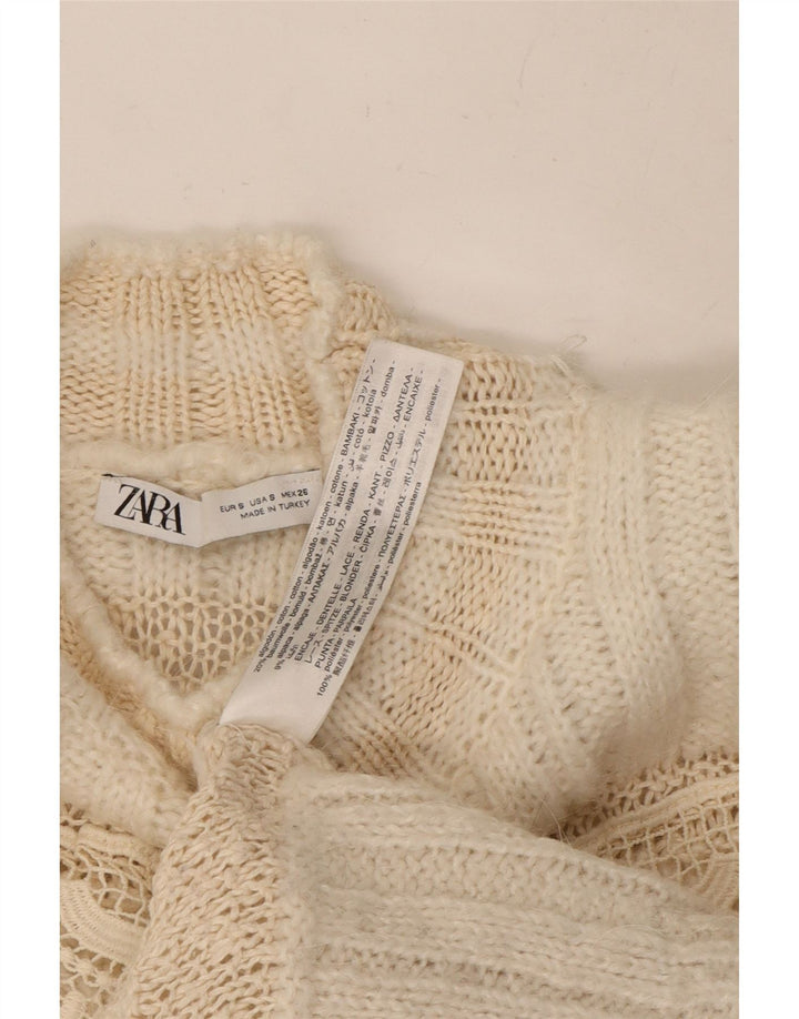 ZARA Womens Oversized Turtle Neck Jumper Sweater UK 10 Small Off White