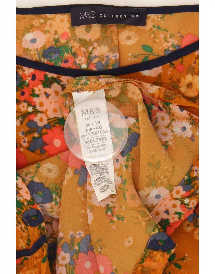 Marks & Spencer Dame Oversized bluse Top UK 18 XL Orange Floral