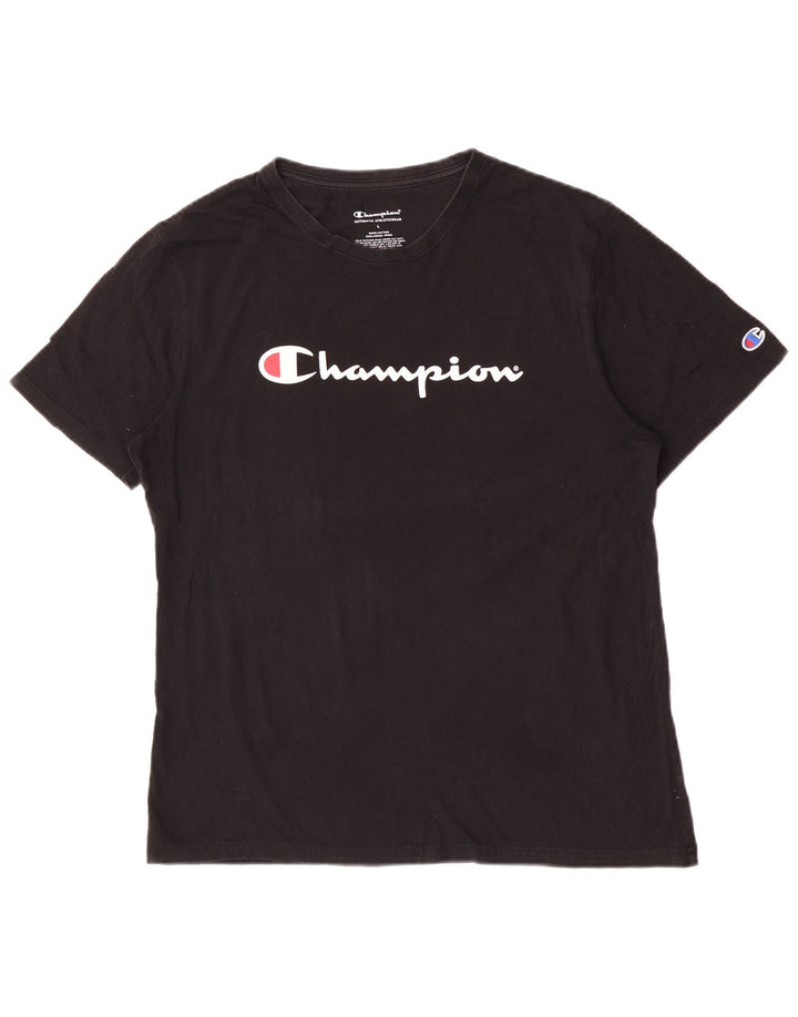 Champion Herre grafisk T-shirt Top Stor sort bomuld