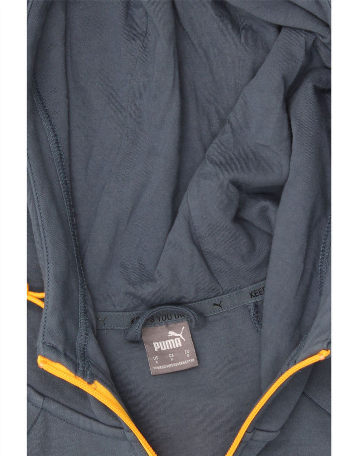 PUMA Womens Hooded Tracksuit Top Jacket UK 10 Small Grey Colourblock Vintage Puma and Second-Hand Puma from Messina Hembry 