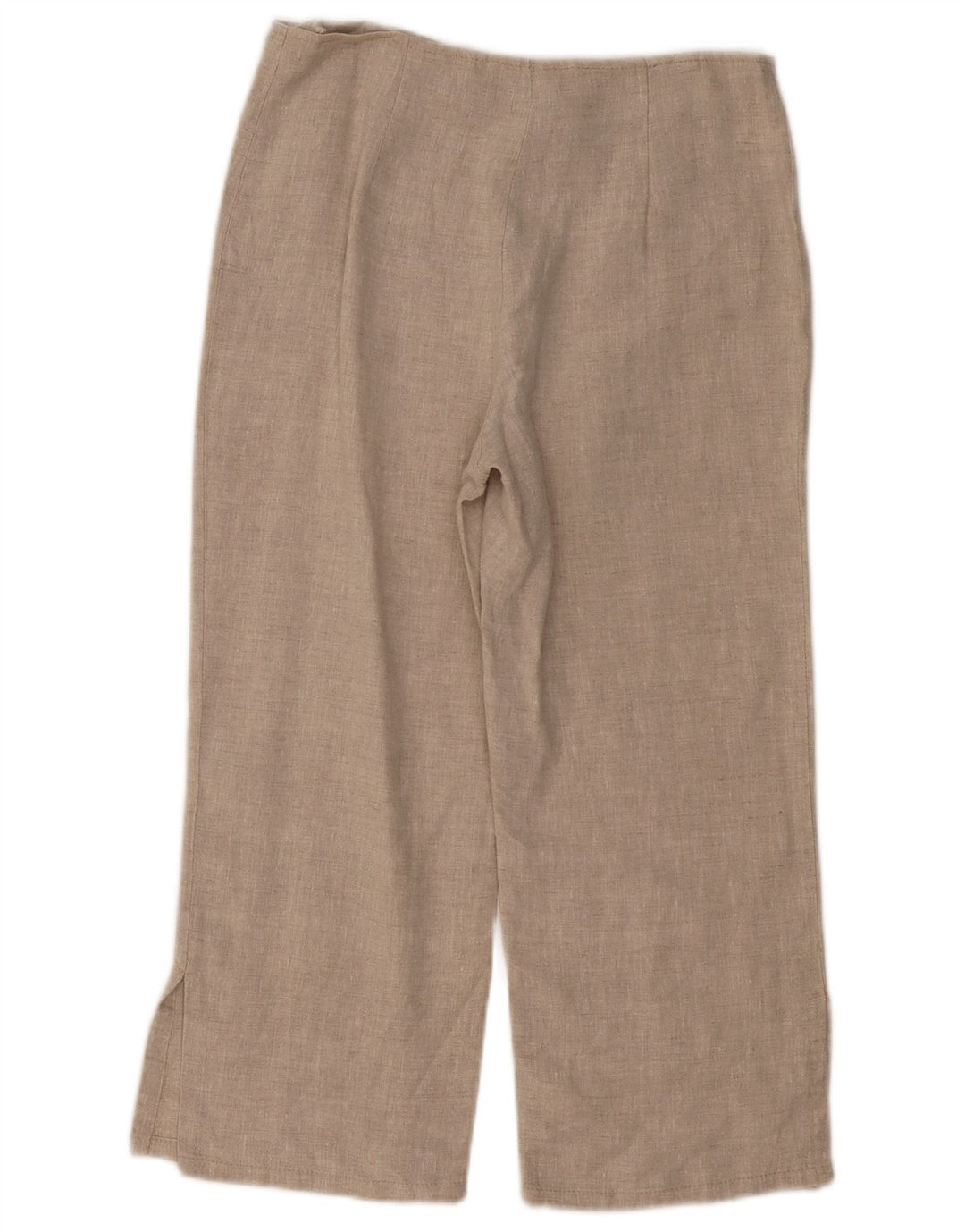 VINTAGE Lige Capri-bukser til kvinder UK 10 Small W30 L21 Beige Linned