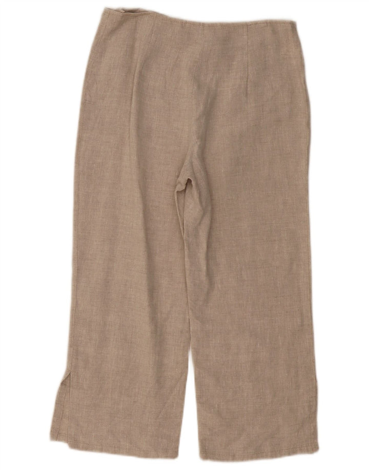 VINTAGE Lige Capri-bukser til kvinder UK 10 Small W30 L21 Beige Linned