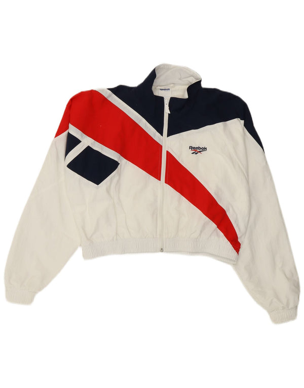 Reebok Womens Crop træningsdragt topjakke UK 4/6 XS White Colourblock