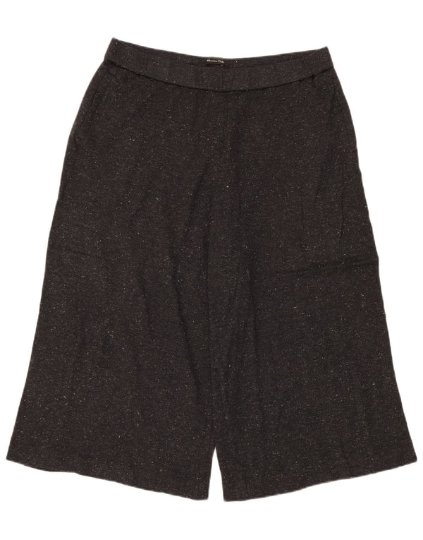 Massimo Dutti Womens Wide Leg Capri Trousers EU 44 XL W34 L22 Grey Flecked