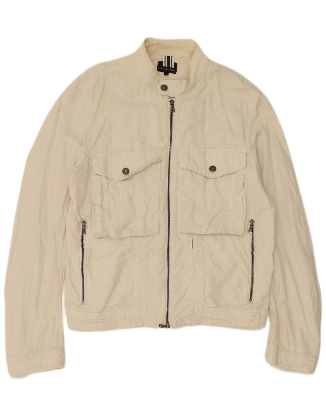 Calvin Klein Jeans Dame Utility Jacket UK 16 Large Off White Bomuld