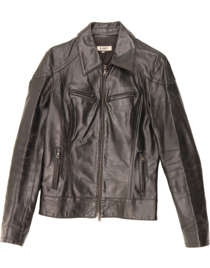VINTAGE Womens Leather Jacket IT 44 Medium Black Leather Vintage Vintage and Second-Hand Vintage from Messina Hembry 