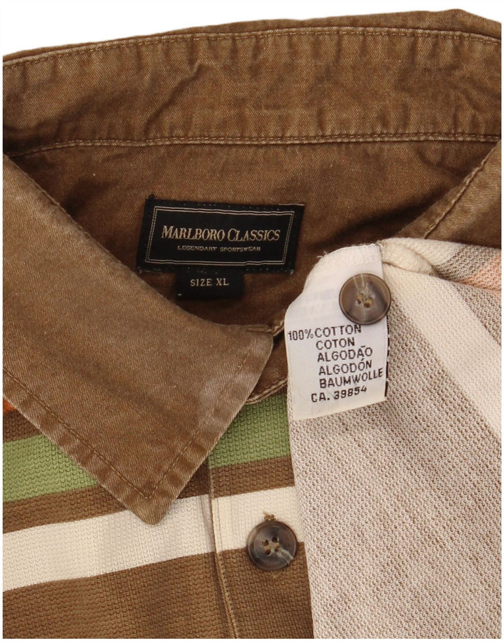 MARLBORO CLASSICS Poloskjorte til mænd XL Brunstribet bomuld