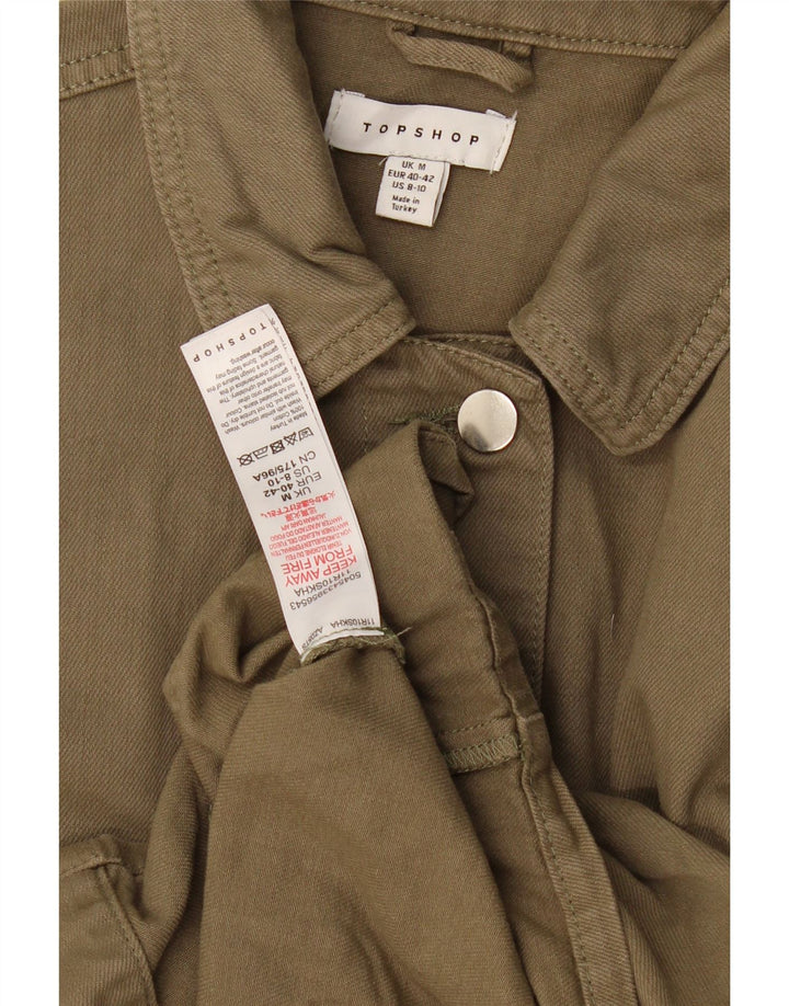 Topshop Kvinder Oversized Bomber Jacket UK 14 Medium Khaki Bomuld