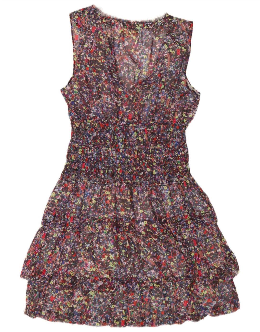 DKNY Kvinders Ærmeløs Tiered Dress US 10 Large Multicolored Floral