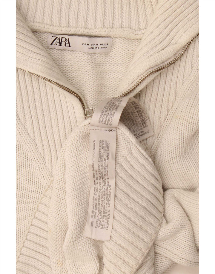 Zara Sweater med lynlås til kvinder UK 14 Mellemgrå bomuld