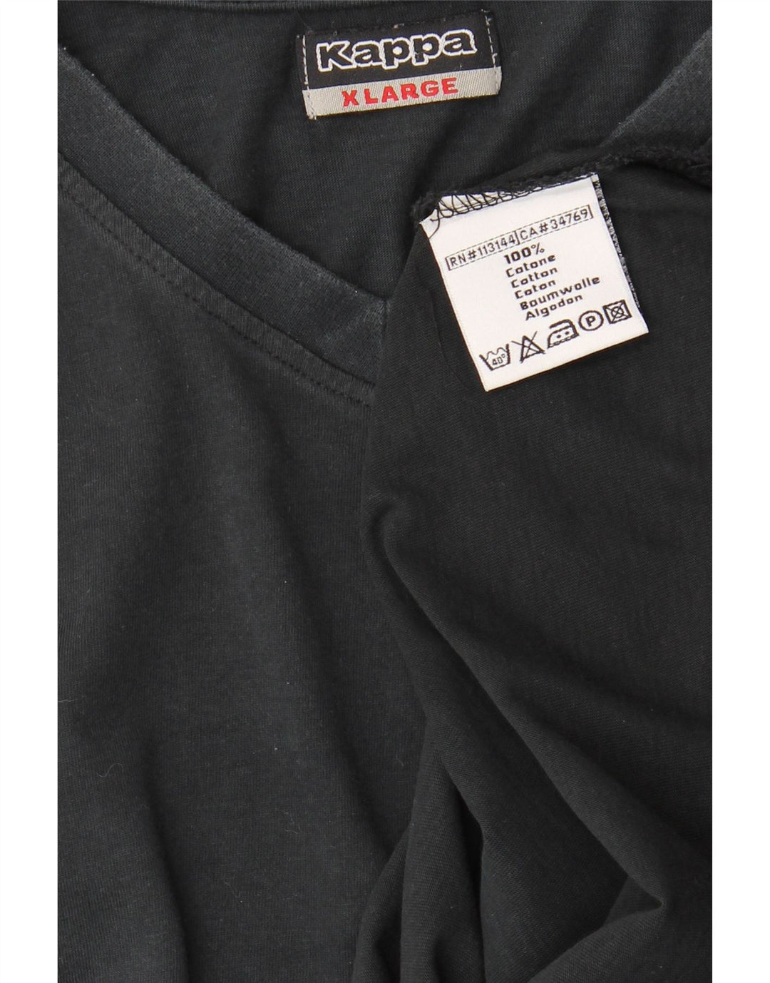 Kappa Herre T-Shirt Top XL Sort Bomuld