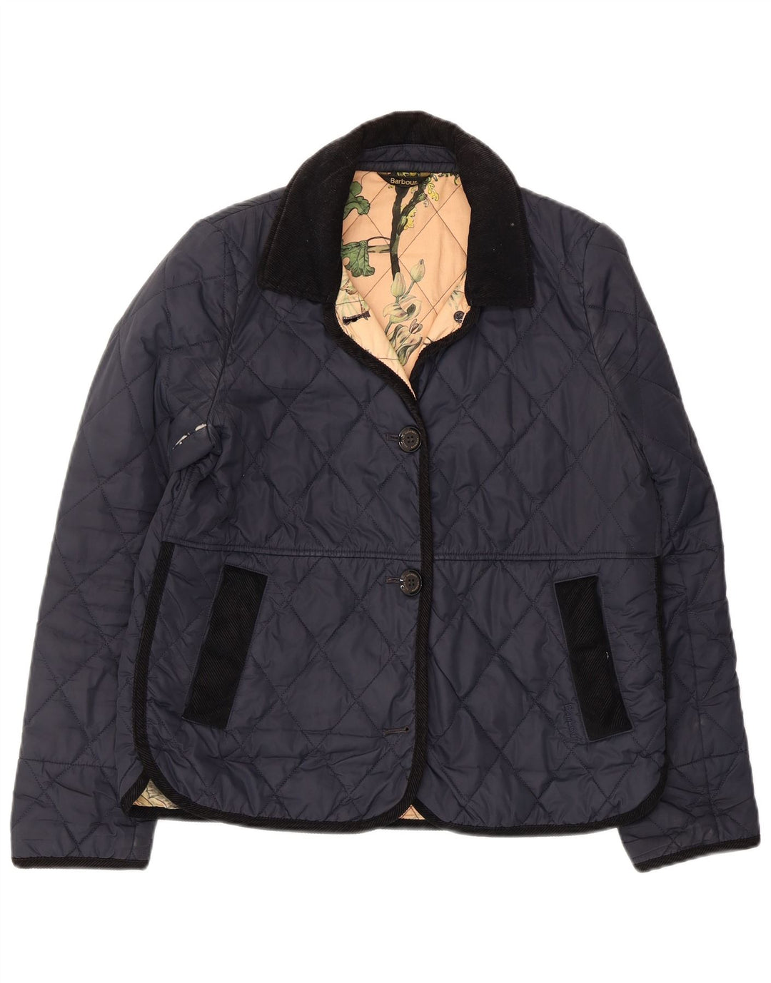 Barbour Quiltet jakke til kvinder UK 12 Medium Navy Blue