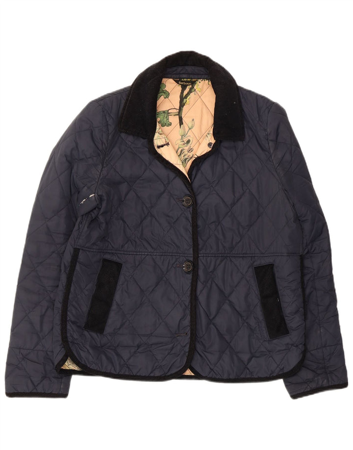 Barbour Quiltet jakke til kvinder UK 12 Medium Navy Blue
