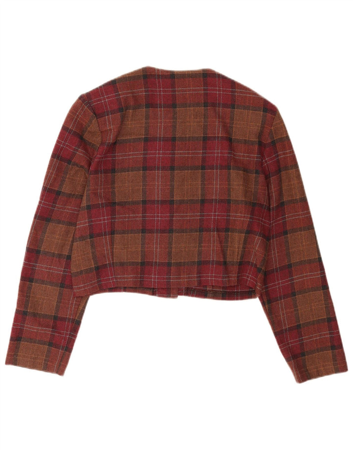 Vintage dame Crop 4-knaps blazerjakke EU 38 medium brun ternet
