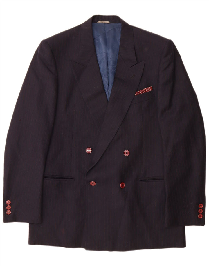 Vesmoda Herre Double Breasted Blazer Jacket UK 38 Medium Navy Blue Pinstripe