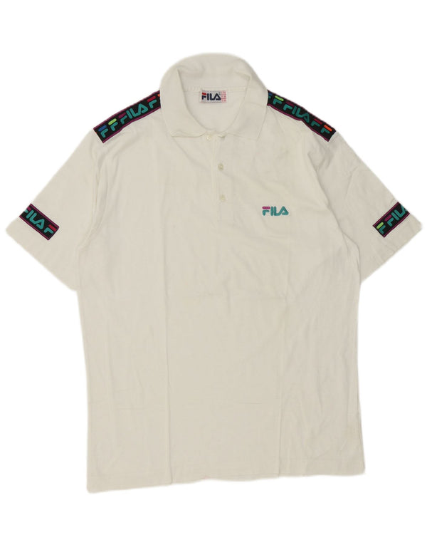 Fila Herre grafisk poloshirt IT 50 Medium White Colourblock Bomuld