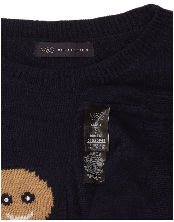 MARKS & SPENCER Dame Boat Neck Jumper Sweater UK 10 Small Navy Blue